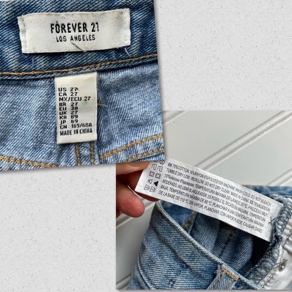 Forever 21 Denim Jean Short Distressed Blue size 27 Booty High Rise Waist - Picture 2 of 4